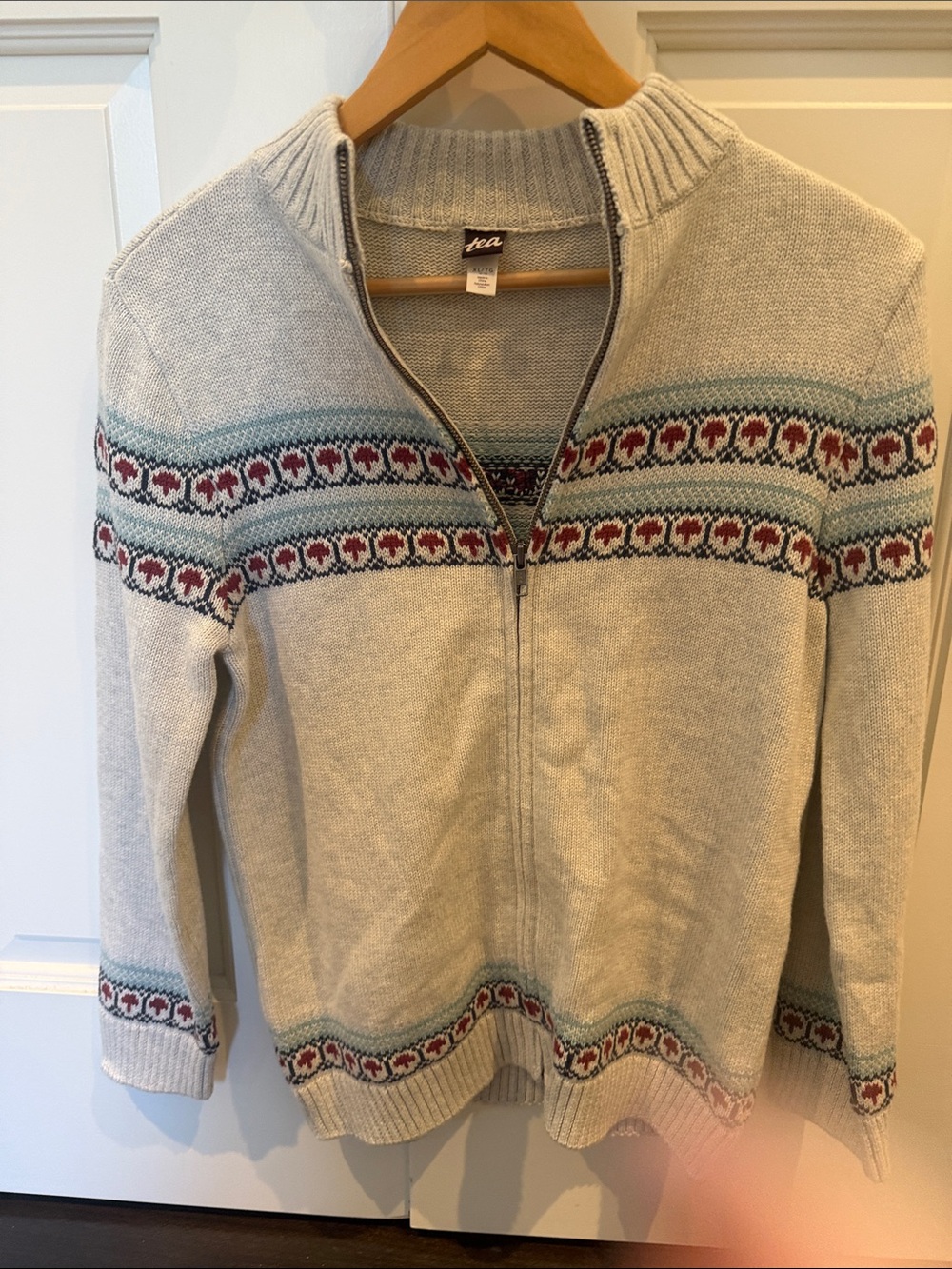 Tea Collection Boys Fair Isle Full-Zip Sweater – Size XL